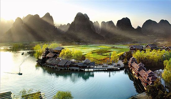 A scenic view of Baise Xilin Jiaoan Fashengdi