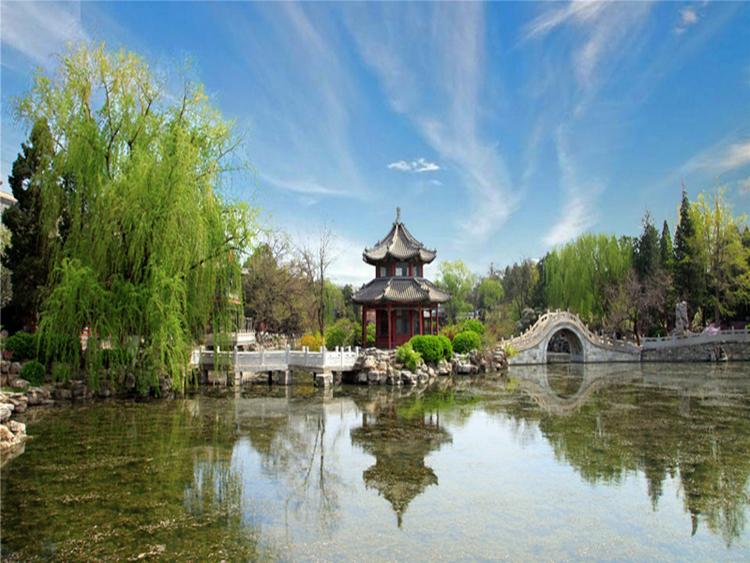 A scenic view of Baoding Ancient Lotus Pond