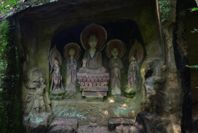 A scenic view of Baoding Wofo Temple Cliff Carvings
