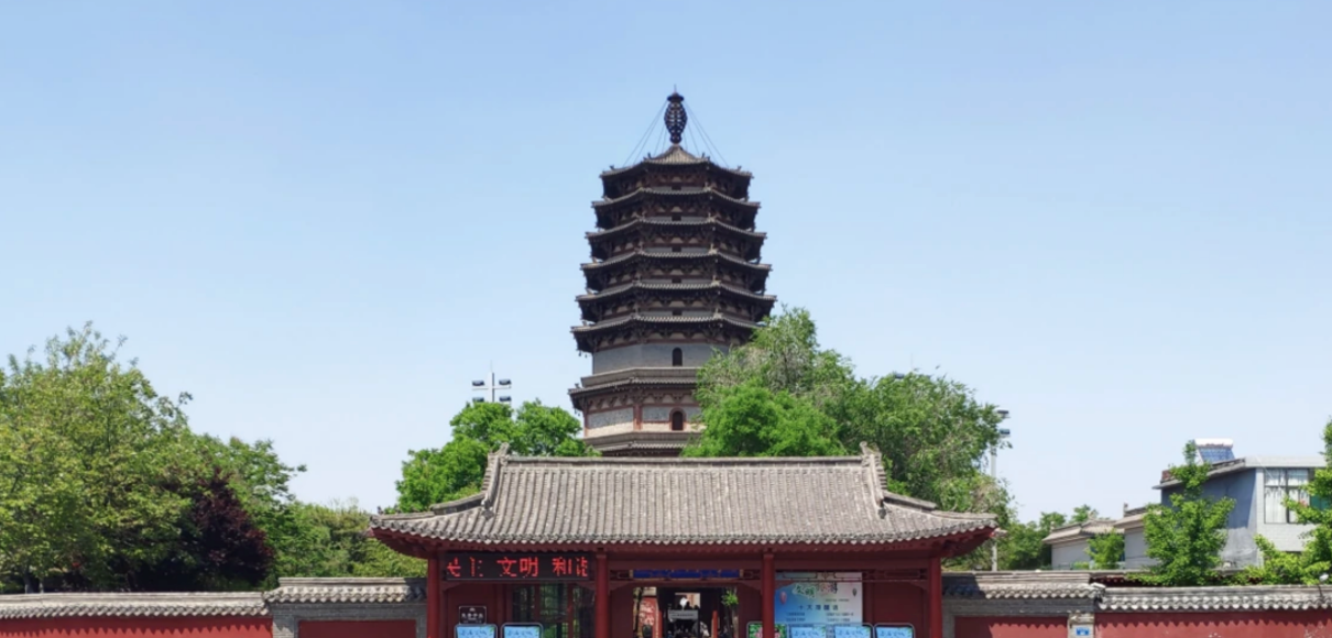A scenic view of Baoding Yongan Temple Pagoda