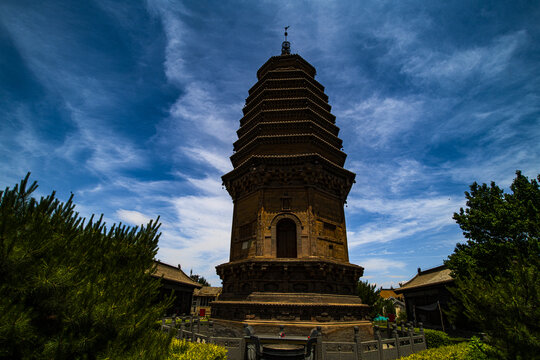 A scenic view of Datong Hunyuan Yuanjue Temple Pagoda