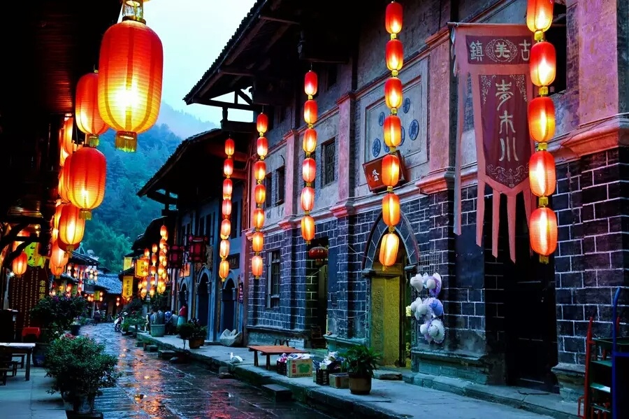 A scenic view of Hanzhong Qingmuchuan Old Street Buildings