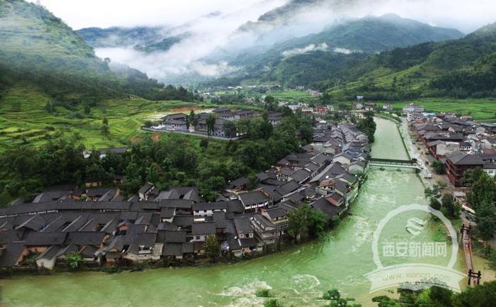 A scenic view of Hanzhong Qingmuchuan Old Street Buildings