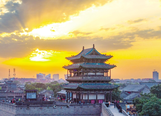 A scenic view of Jinzhong Pingyao Ancient City Wall