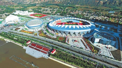 A scenic view of Linxia Donggongguan Hudielou