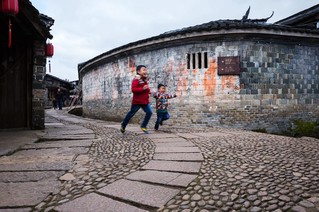 A scenic view of Longyan Peitiancun Gu Jianzhuqun