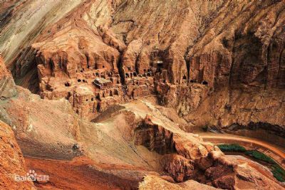 A scenic view of Luliang Shanshen Yu Thousand Buddha Grottoes