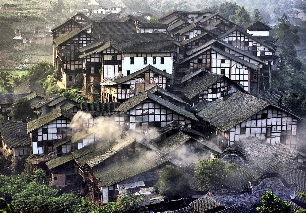 A scenic view of Luzhou Fubao Gujianzhuqun