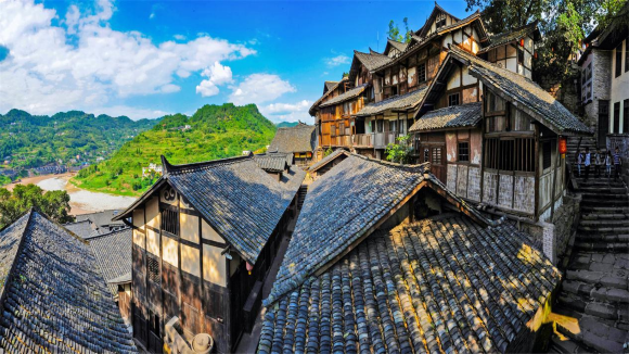 A scenic view of Luzhou Fubao Gujianzhuqun