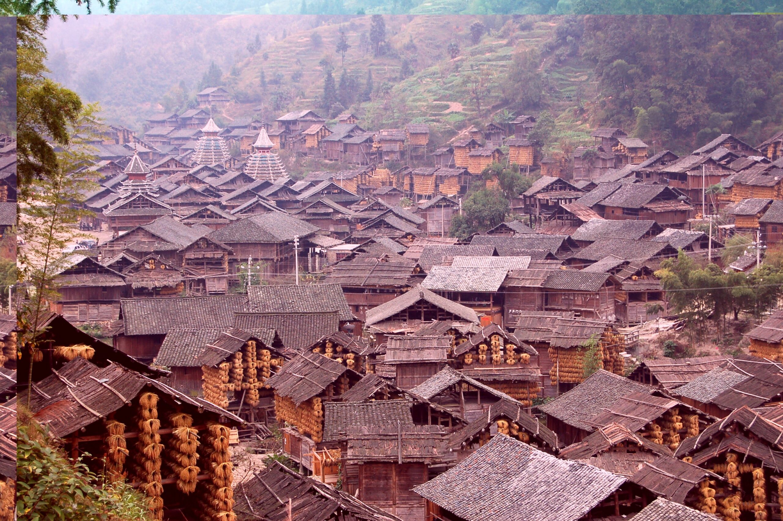 A scenic view of Qiandongnan Hepingcun Jiuzhi