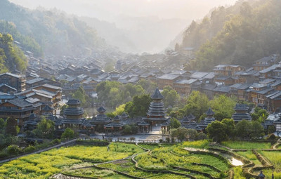 A scenic view of Qiandongnan Yanmen Zhangguansi Cheng