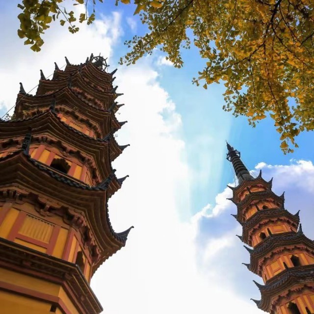 A scenic view of Suzhou Luohanyuan Shuangta Ji Zhengdian Yizhi