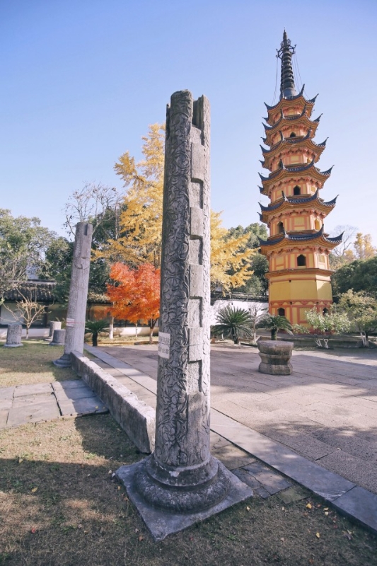 A scenic view of Suzhou Luohanyuan Shuangta Ji Zhengdian Yizhi