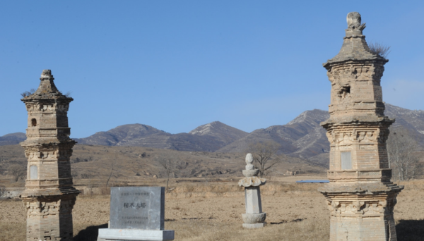 A scenic view of Taiyuan Tiemu Er Pagoda