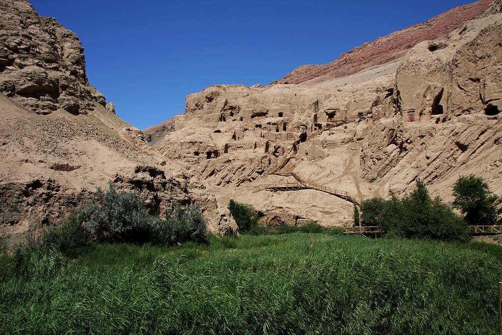 A scenic view of Turpan Tuyugou Shiku