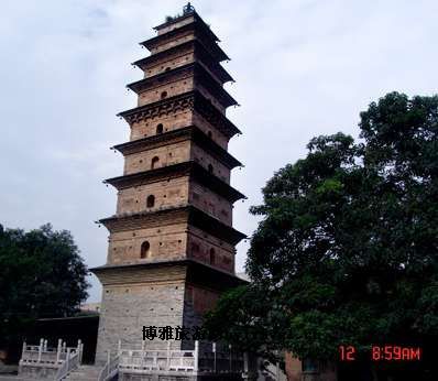 A scenic view of Weinan Jingjin Temple Pagoda