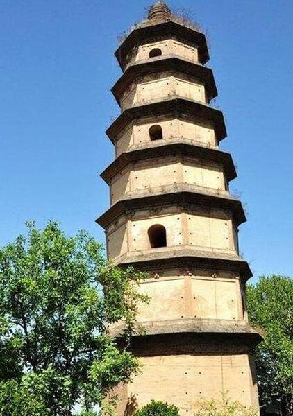 A scenic view of Xian Daqin Temple Pagoda
