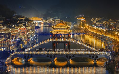 A scenic view of Xiangxi Fenghuang Guchengbao
