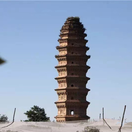 A scenic view of Yanan Fuyan Yuan Pagoda