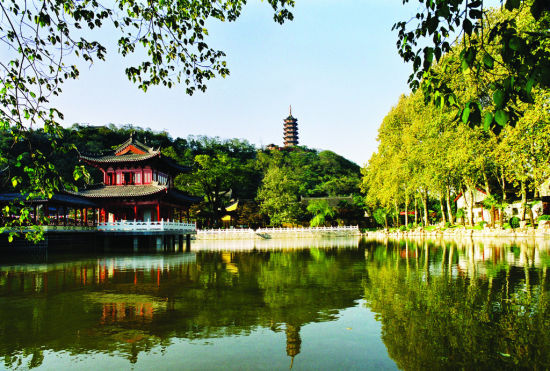 A scenic view of Zhenjiang Jiaoshan Beilin